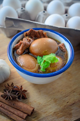 Wall Mural - Eggs and pork in brown sauce,Thai Cuisine , Boiled eggs with chi