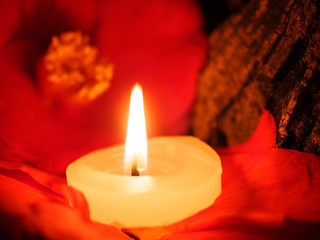 Lit Candle with flower