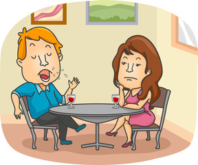 Sticker - Couple Date Talkative Man Bored Talk