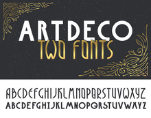 Two Deco Vintage Poster Typefaces, Fonts.