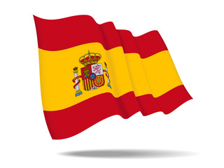 illustration spain flag waving Isolated on White Background,vector