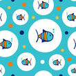 Vector seamless pattern with fishes