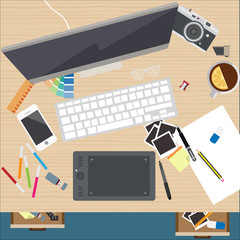 Wall Mural - Realistic Designer workspace vector for your ideas