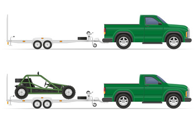 Wall Mural - car pickup with trailer vector illustration