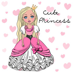 Sticker - Cute Princess in a pink dress