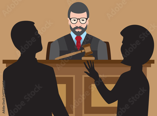 Fotografering Judge is listening to two lawyers argue their cases