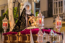 Holy Week In San Fernando, Cadiz, Spain. Brotherhood Of Charity During The Procession Of Easter.