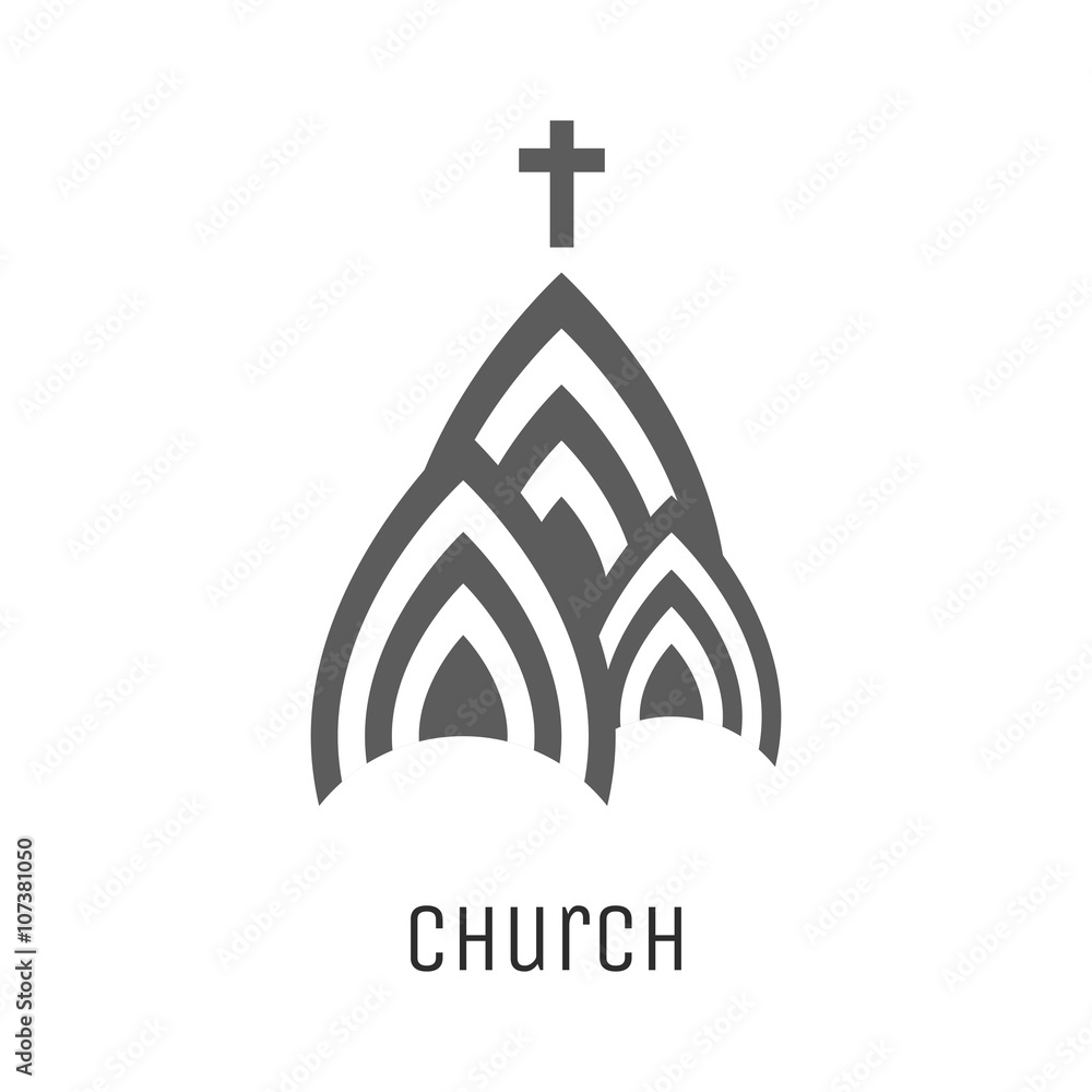 Church logo vector icon. Religious concept three domes symbol of church ...