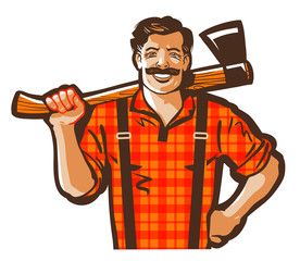 Wall Mural - lumberjack vector logo. woodcutter or lumbering icon