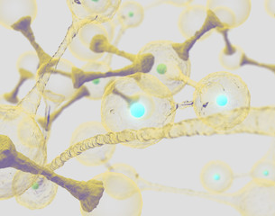 Wall Mural - Cells microbiology molecules concept. 3D illustration.