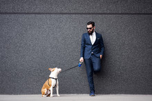 Businessman With His Dog.