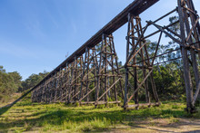 The Stony Creek Vintage Trestle Bridge. Old Railroad Bridge, Victoria, Australia