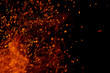 canvas print picture - fire flames with sparks on a black background