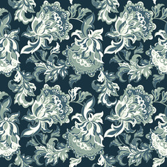  ethnic floral seamless pattern. folkloric batik vector ornament.