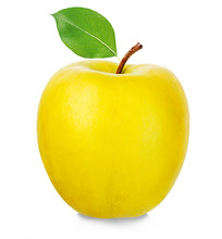 Ripe Yellow Apple Isolated On A White Background.