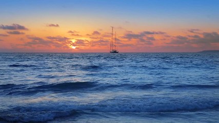 Canvas Print - Mallorca es trend beach sunset in Mallorca at Balearic islands of spain