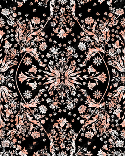 vector seamless beautiful gentle symmetrical grunge floral ...
