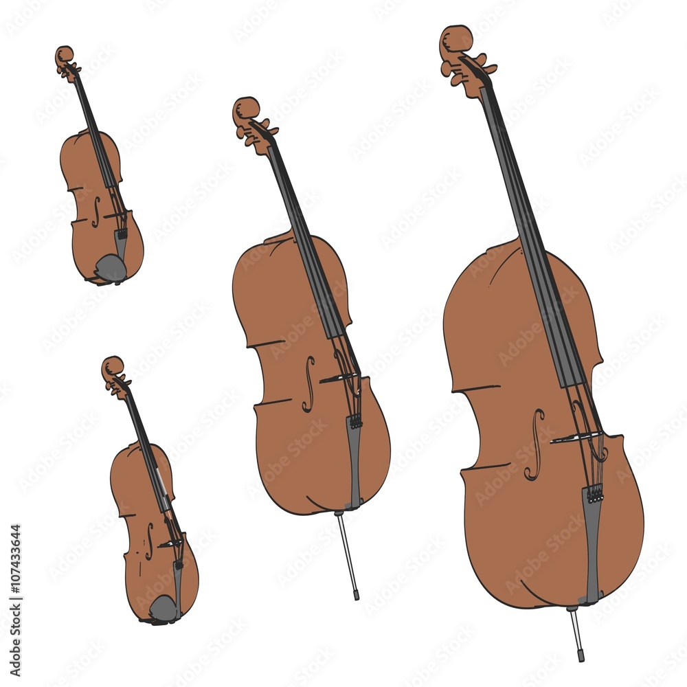 2d cartoon illustration of string instruments Stock Illustration ...