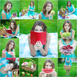 © Di Studio - collage of young beautiful woman with fruits in summer park