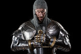 Fototapeta Młodzieżowe - Medieval Warrior with Chain Mail Armour and Sword