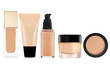© wolfelarry - liquid makeup foundation in bottle and face powder isolated on w