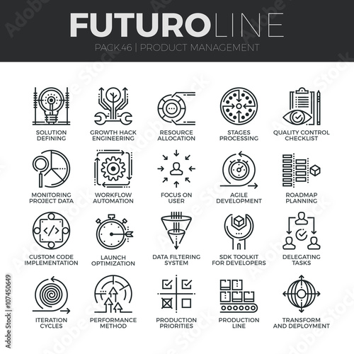 Fotografía Product Management Futuro Line Icons Set