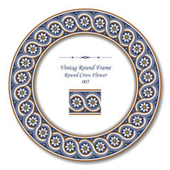 Wall Mural - Vintage Round retro frame - Round Cross Flower