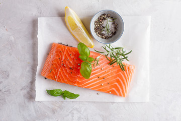 Wall Mural - Delicious portion of fresh salmon fillet