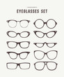 Hipster eye glasses icon set fashion illustration
