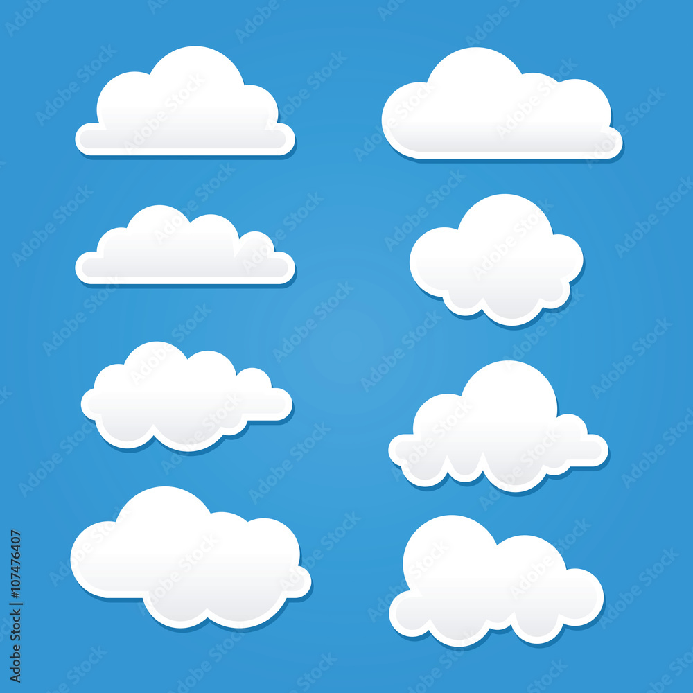 Collection of Clouds in Different Shape And Sizes - obrazy, fototapety, plakaty 