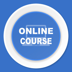 Aufkleber - online course blue flat design modern web icon