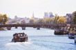 cruise on Seine river in Paris, tourism and sightseeing in France