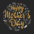 vector hand drawn lettering with branches, swirls, flowers and quote - happy mothers day