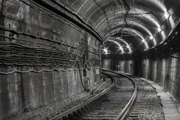 Wall Mural - Empty subway tunnel