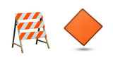Fototapeta Desenie - caution sign on road isolated on white background.