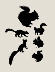 Canvas Print - Squirrels Silhouettes, art vector design