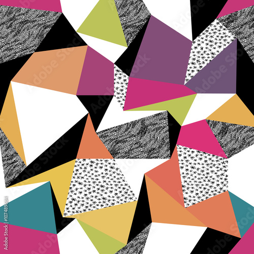Leinwand Poster Geometric seamless pattern in retro style. Vintage background. C