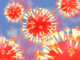 Wall Mural - Illustration of influenza virus H1N1. Flu virus.