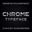 Chrome Alphabet Vector Font. Modern metallic letters and numbers on the dark background. Stock vector typeface for your design.