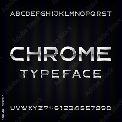 Fotomural Chrome Alphabet Vector Font