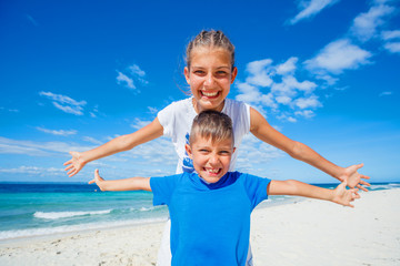 Children at tropical beach