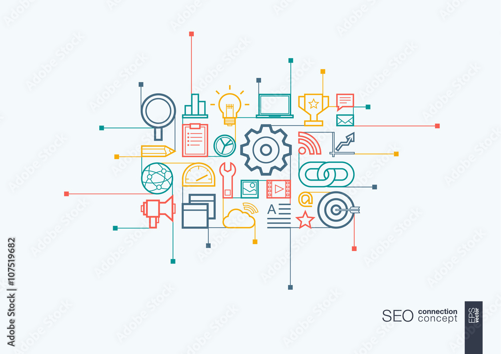 SEO integrated thin line symbols. Modern linear style vector concept ...