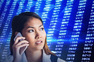 Sticker - Composite image of smiling businesswoman having a phone call