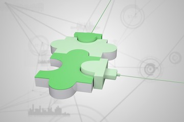 Wall Mural - composite image of green usb jigsaw