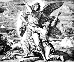 Wall Mural - Jacob Wrestles With Angel 1) Sacred-biblical history of the old and New Testament. two Hundred and forty images Ed. 3. St. Petersburg, 2) 1873. 3) Russia 4) Julius Schnorr von Carolsfeld