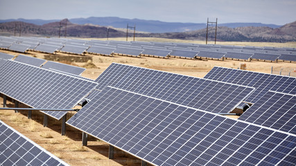 Solar panel power grid landscape field array