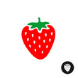 Strawberry vector cartoon illustration. Color symbol with white
