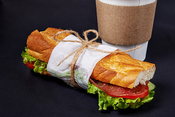 Wall Mural - paper cup and sandwich