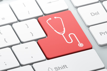 Health concept: Stethoscope on computer keyboard background