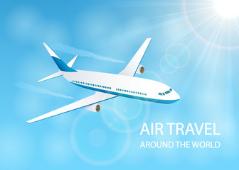 Air travel background with plane